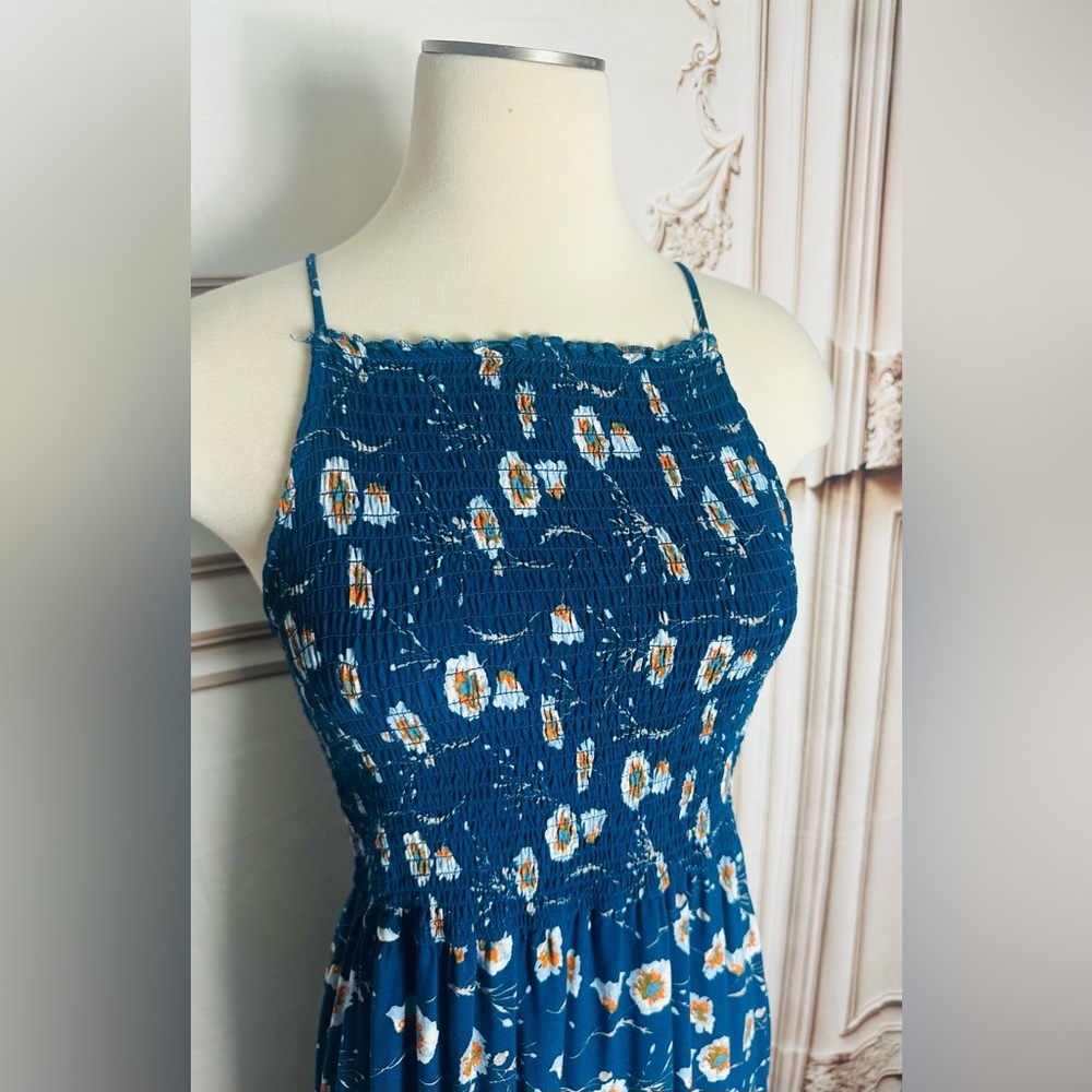 3 for $36 Sale! Charlotte Russe Blue Floral Strapless Midi Dress - Picture 2 of 7